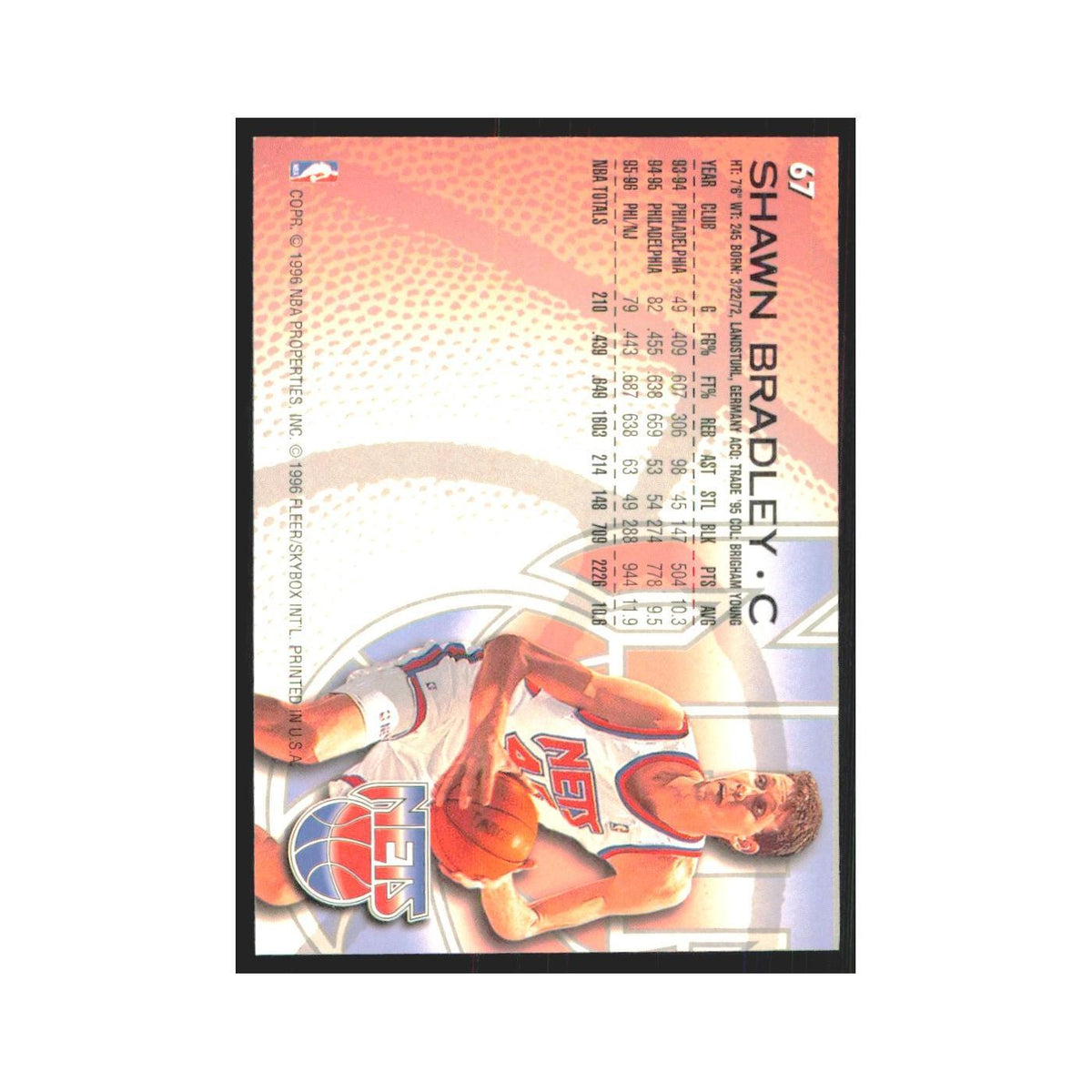 1996 Fleer Shawn Bradley Nets #67