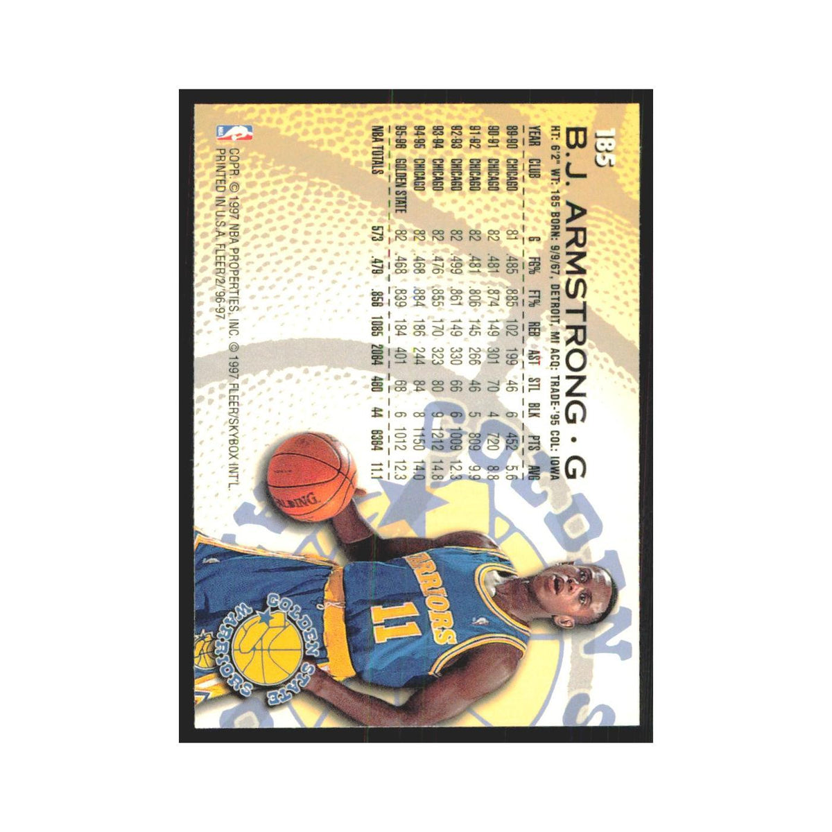 1996 Fleer B.J. Armstrong Golden State Warriors #185