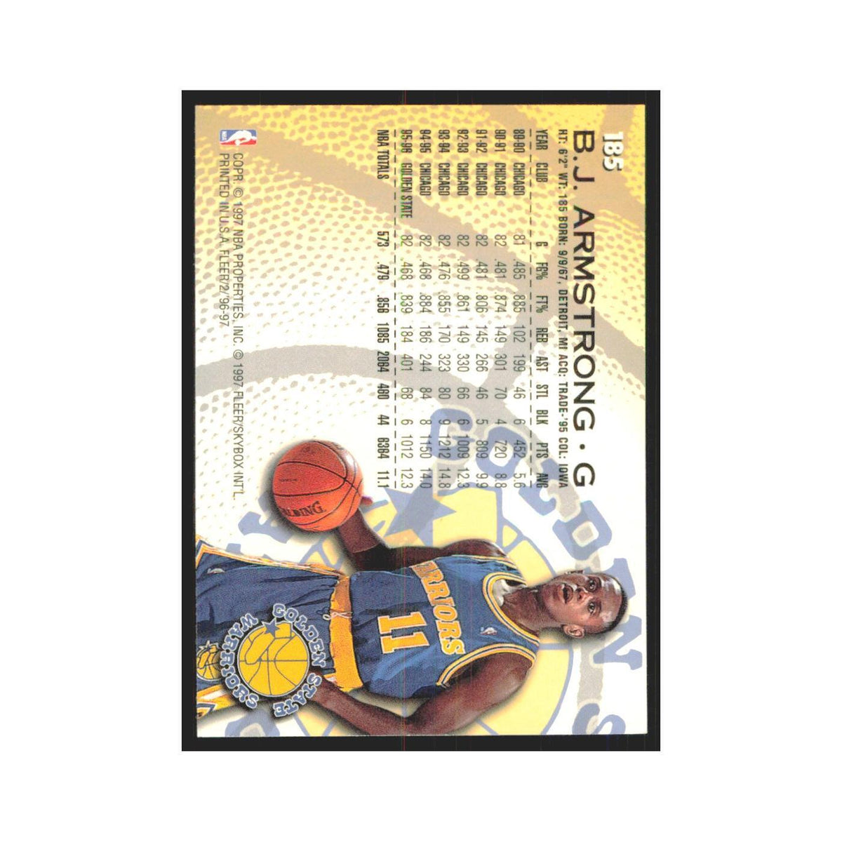 1996 Fleer B.J. Armstrong Golden State Warriors #185