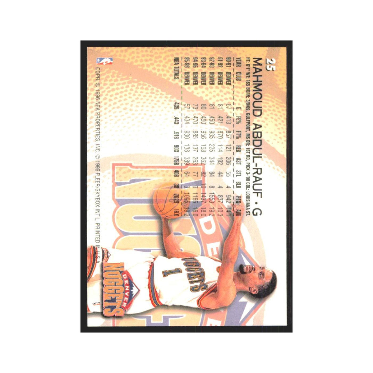 1996 Fleer Mahmoud Abdul-Rauf Nuggets #25
