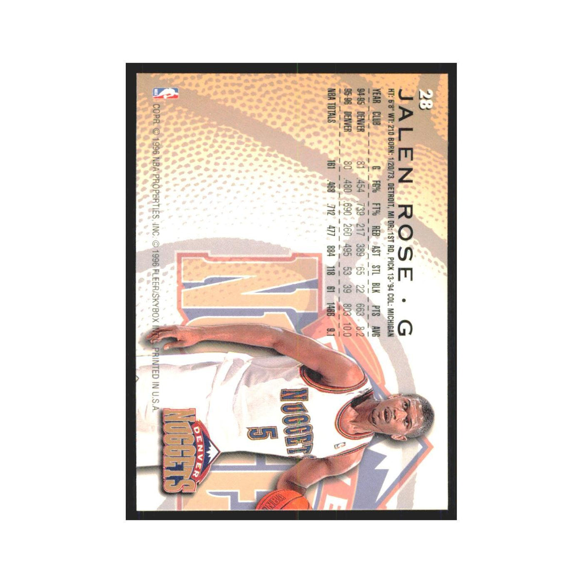1996 Fleer Jalen Rose Nuggets #28