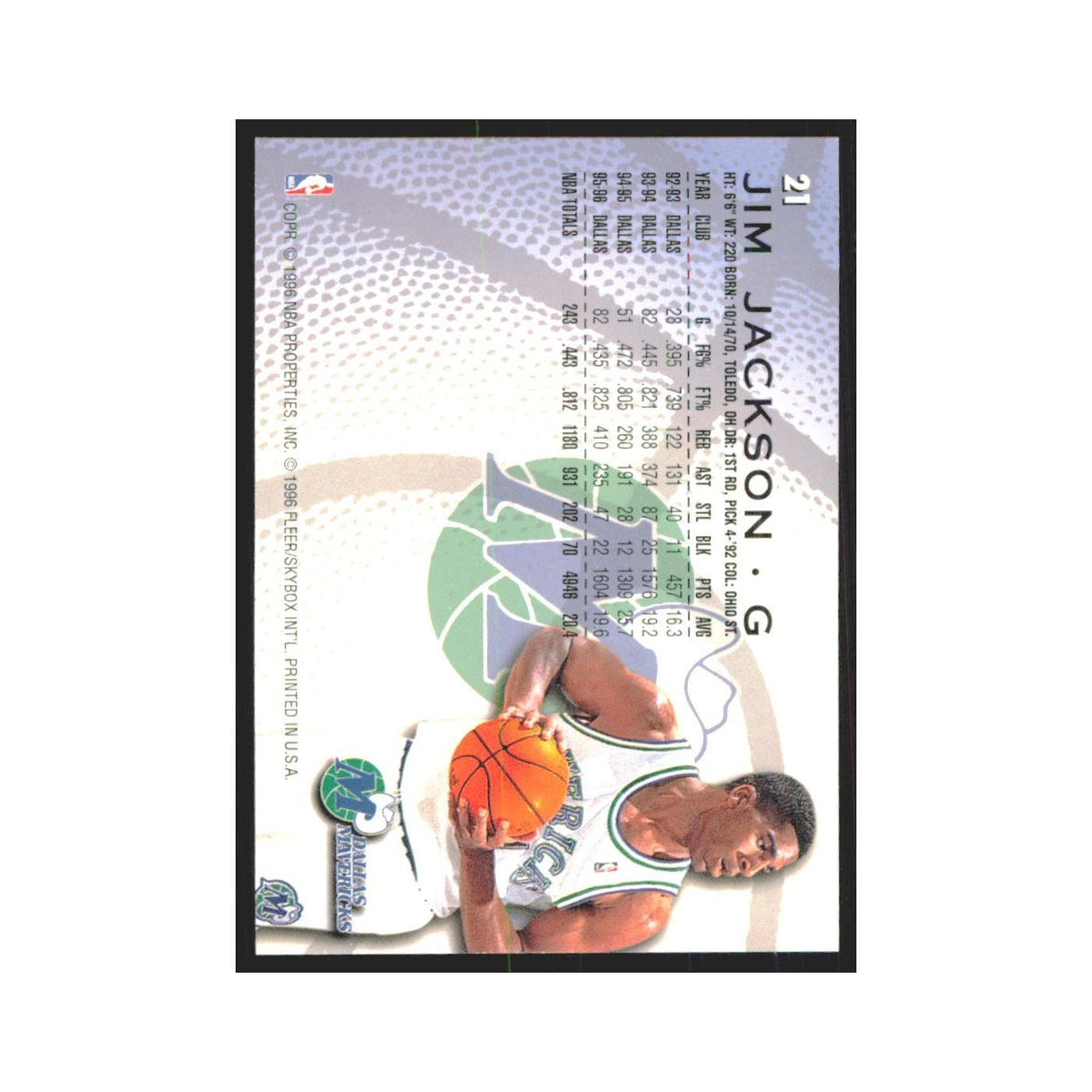 1996 Fleer Jim Jackson Mavericks #21