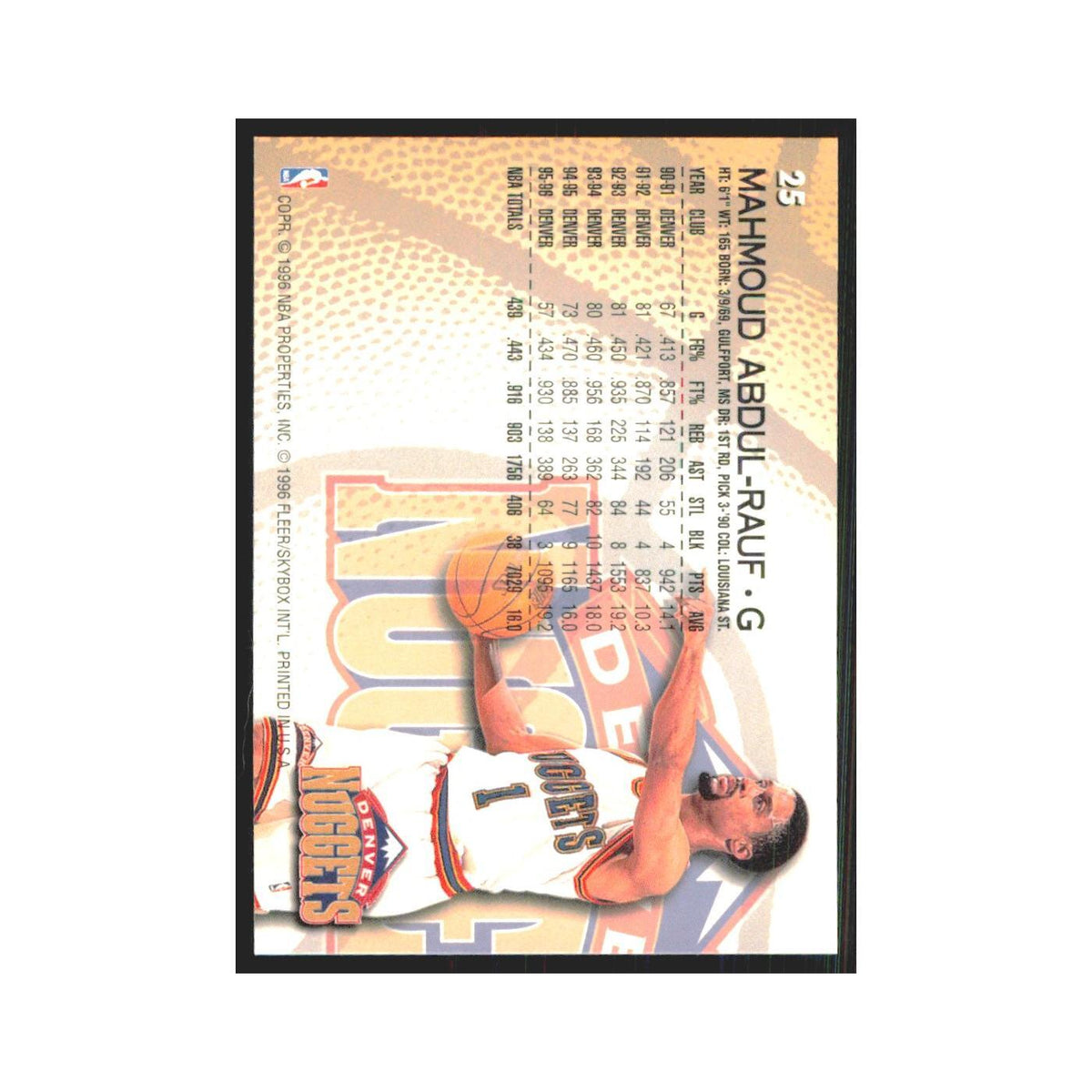 1996 Fleer Mahmoud Abdul-Rauf Nuggets #25