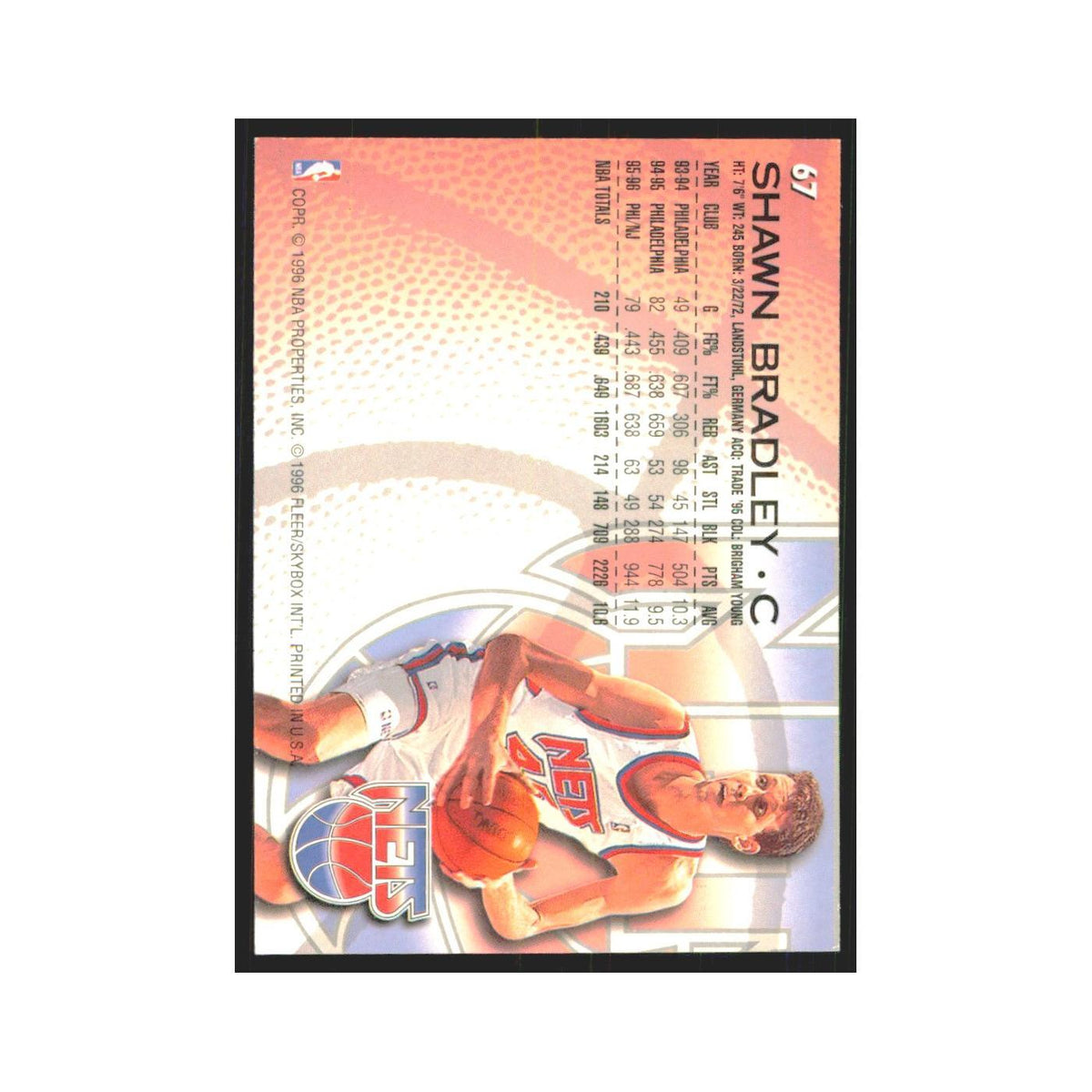 1996 Fleer Shawn Bradley Nets #67