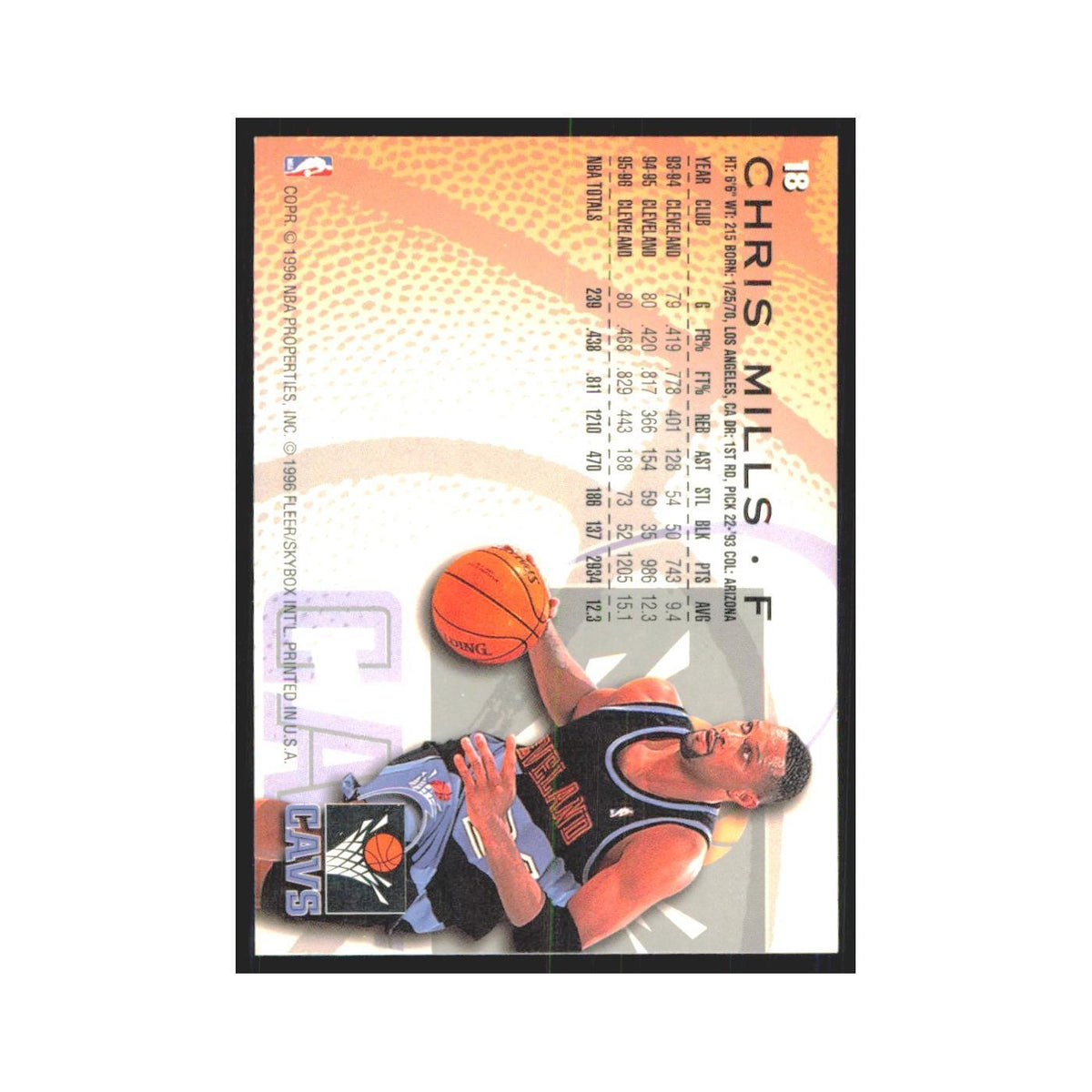 1996 Fleer Chris Mills Cavaliers #18
