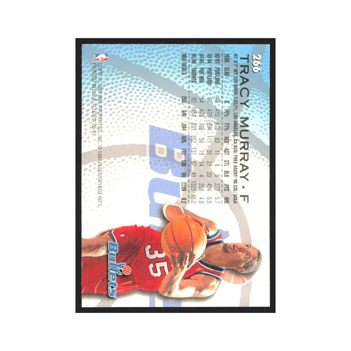 1996 Fleer Tracy Murray Washington Bullets #266