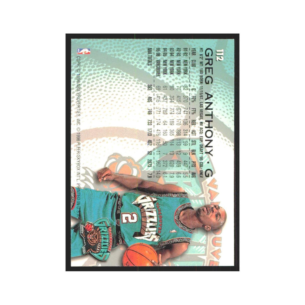 1996 Fleer Greg Anthony Vancouver Grizzlies #112