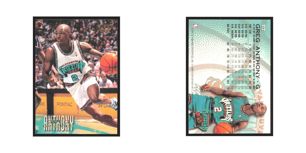 1996 Fleer Greg Anthony Vancouver Grizzlies #112