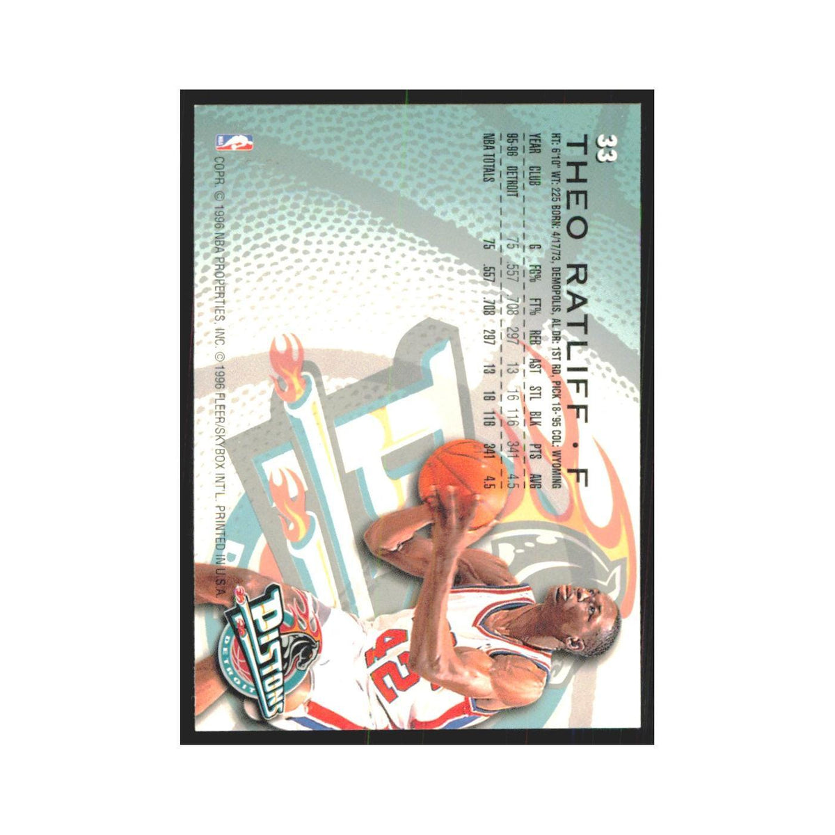 1996 Fleer Theo Ratliff Pistons #33