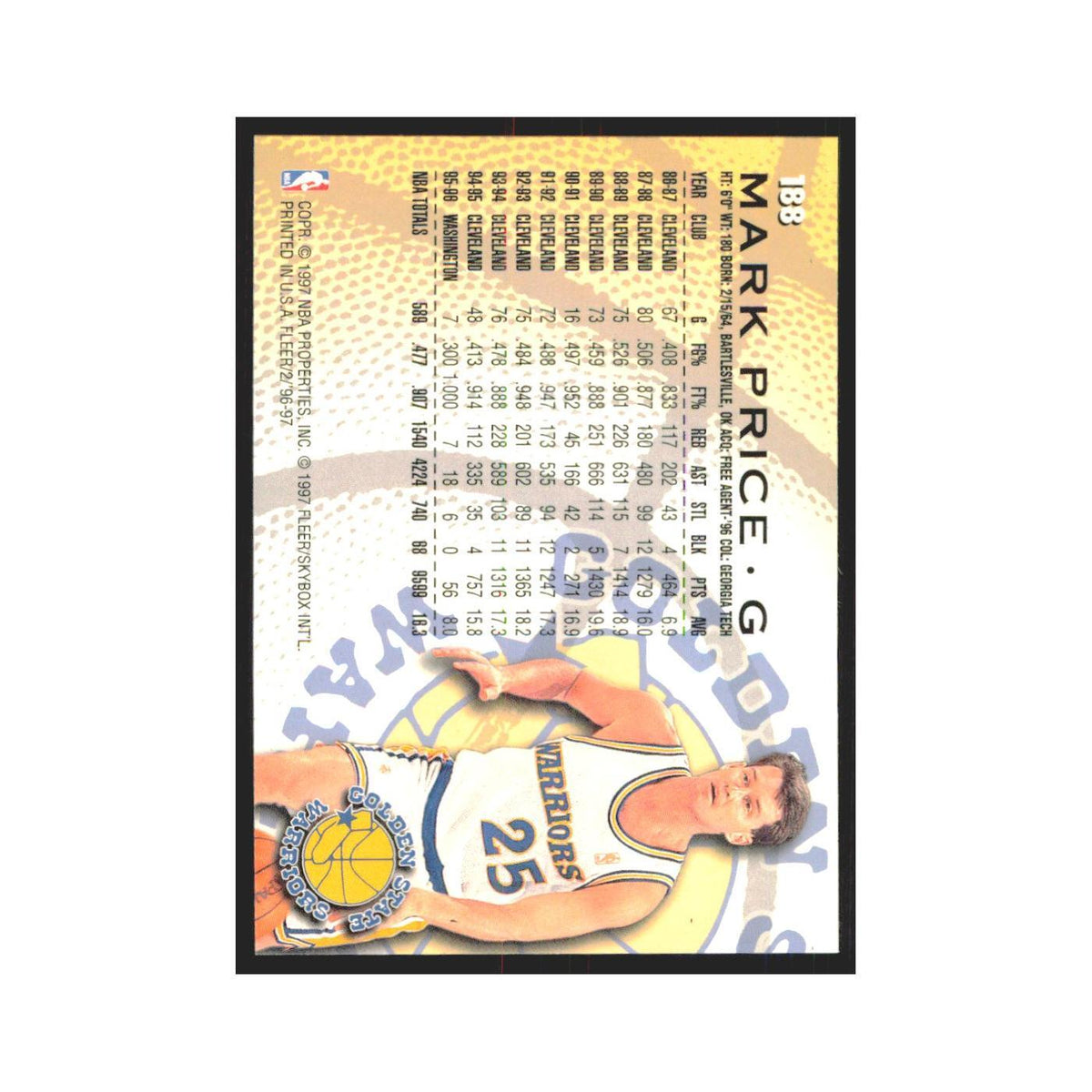 1996 Fleer Mark Price Golden State Warriors #188