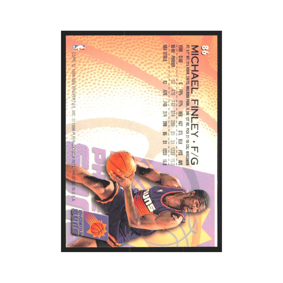 1996 Fleer Michael Finley Suns #86