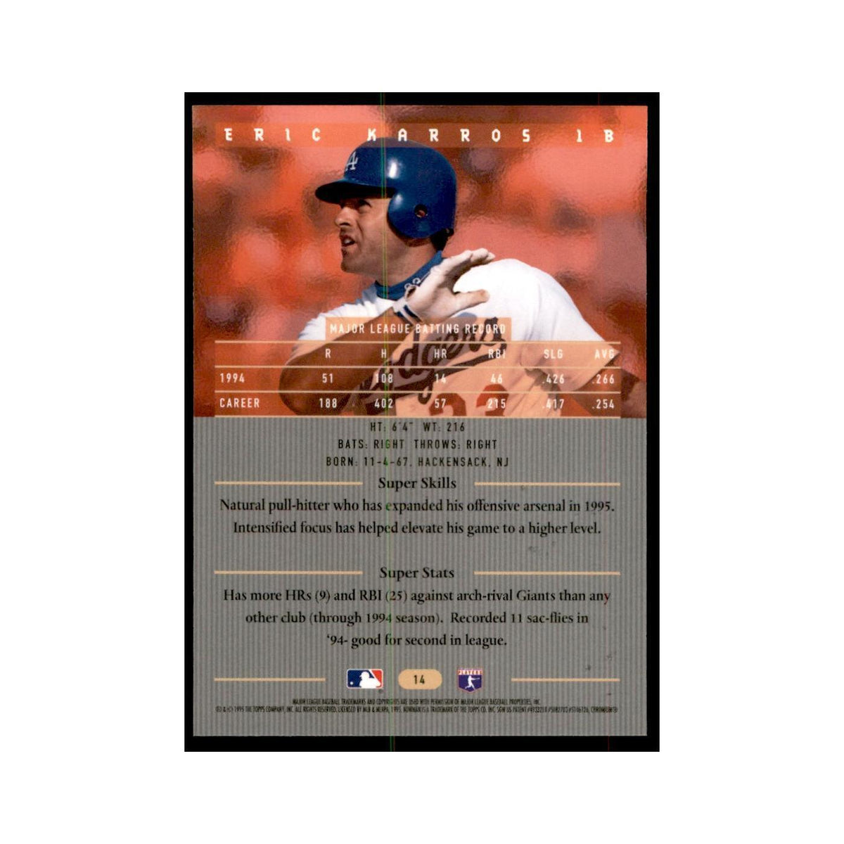 1995 Bowman's Best Eric Karros Baseball Cards #14