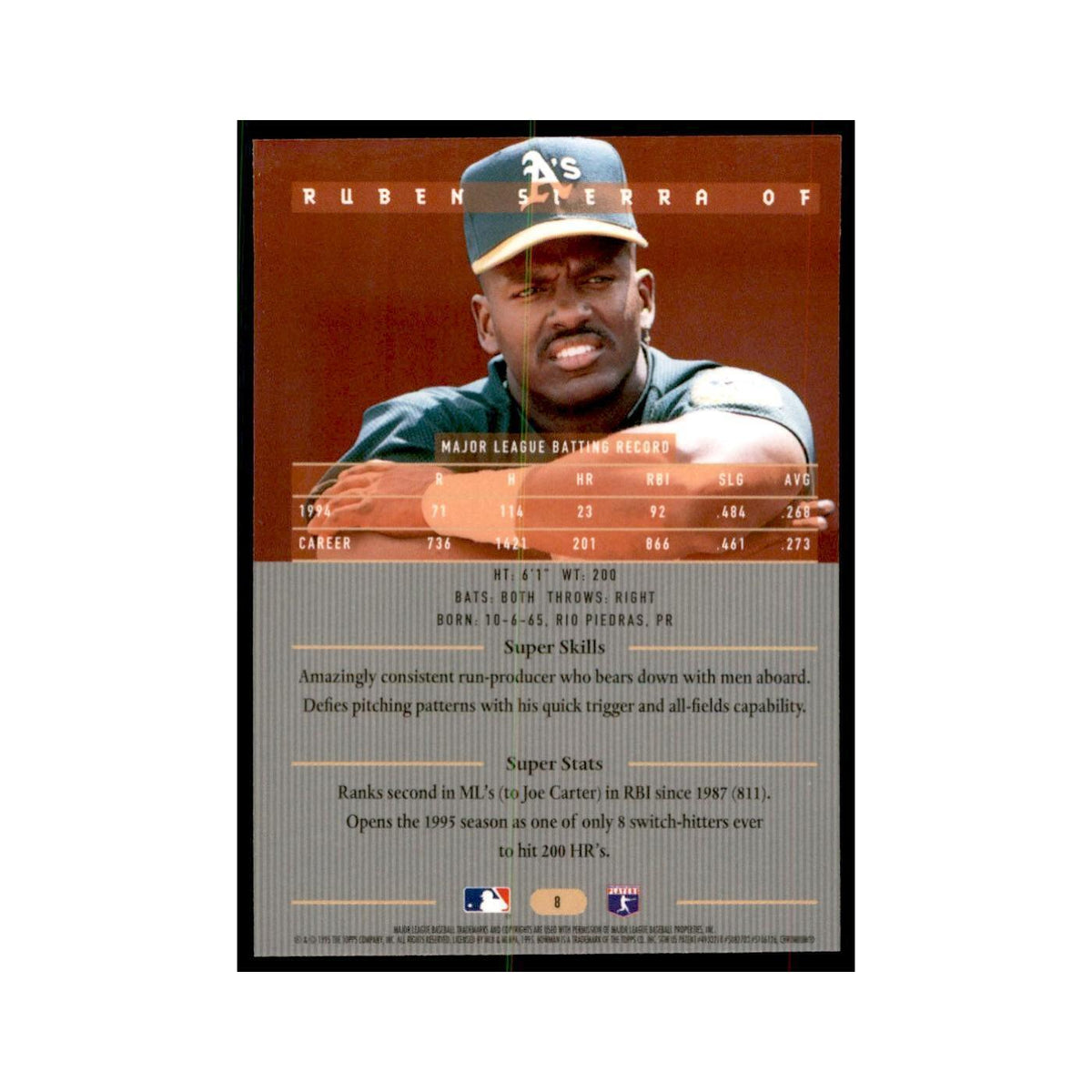1995 Bowman's Best Ruben Sierra Baseball Cards #8