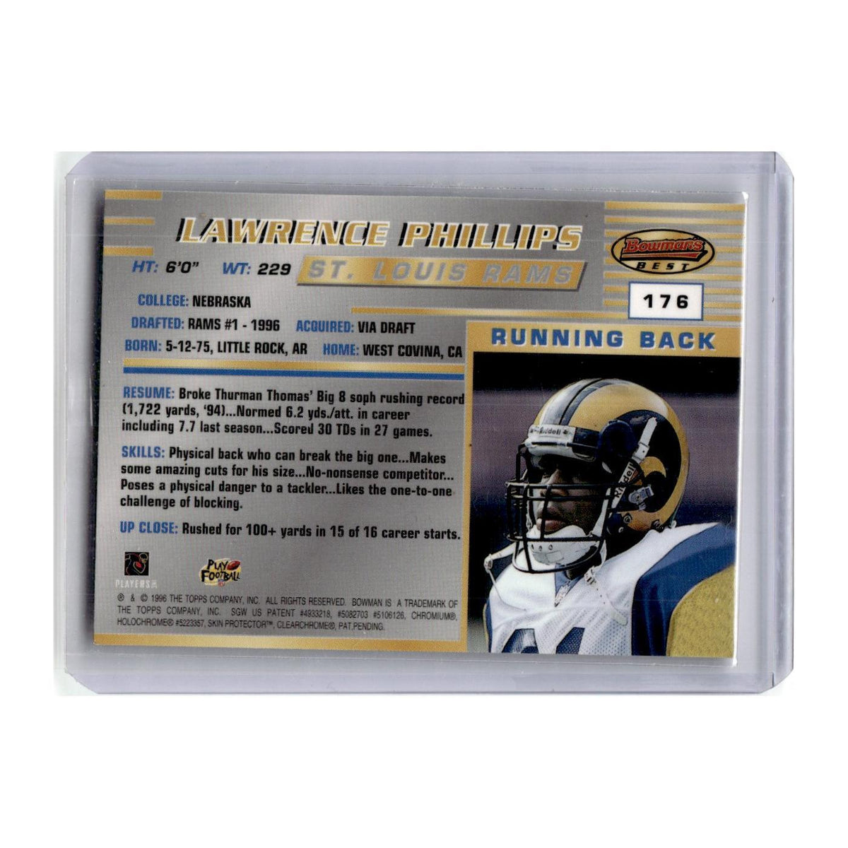 1996 Bowman's Best Lawrence Phillips St. Louis Rams #176