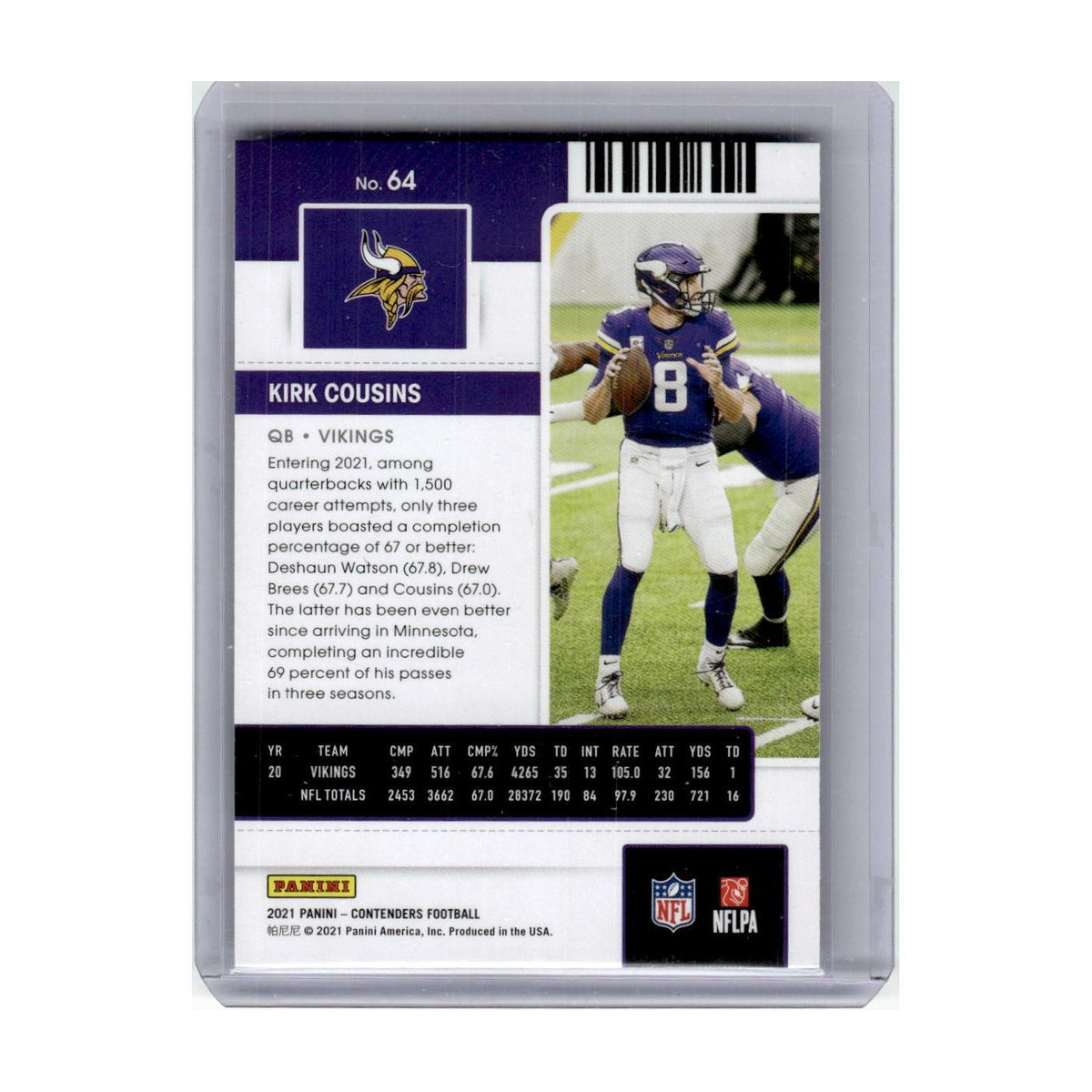 2021 Panini Contenders Kirk Cousins Vikings #64