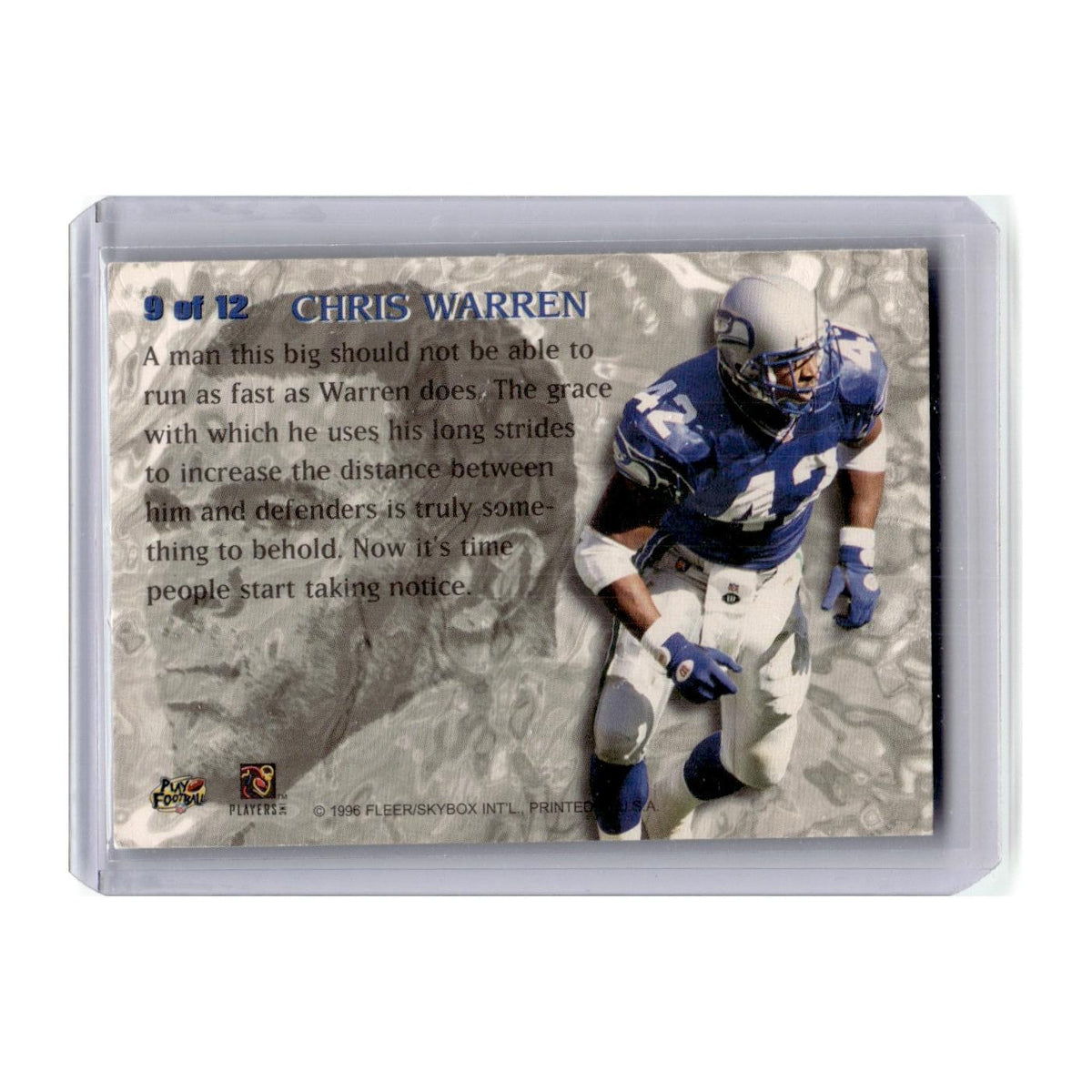 1996 Fleer Metal Platinum Portraits Chris Warren Seahawks #9