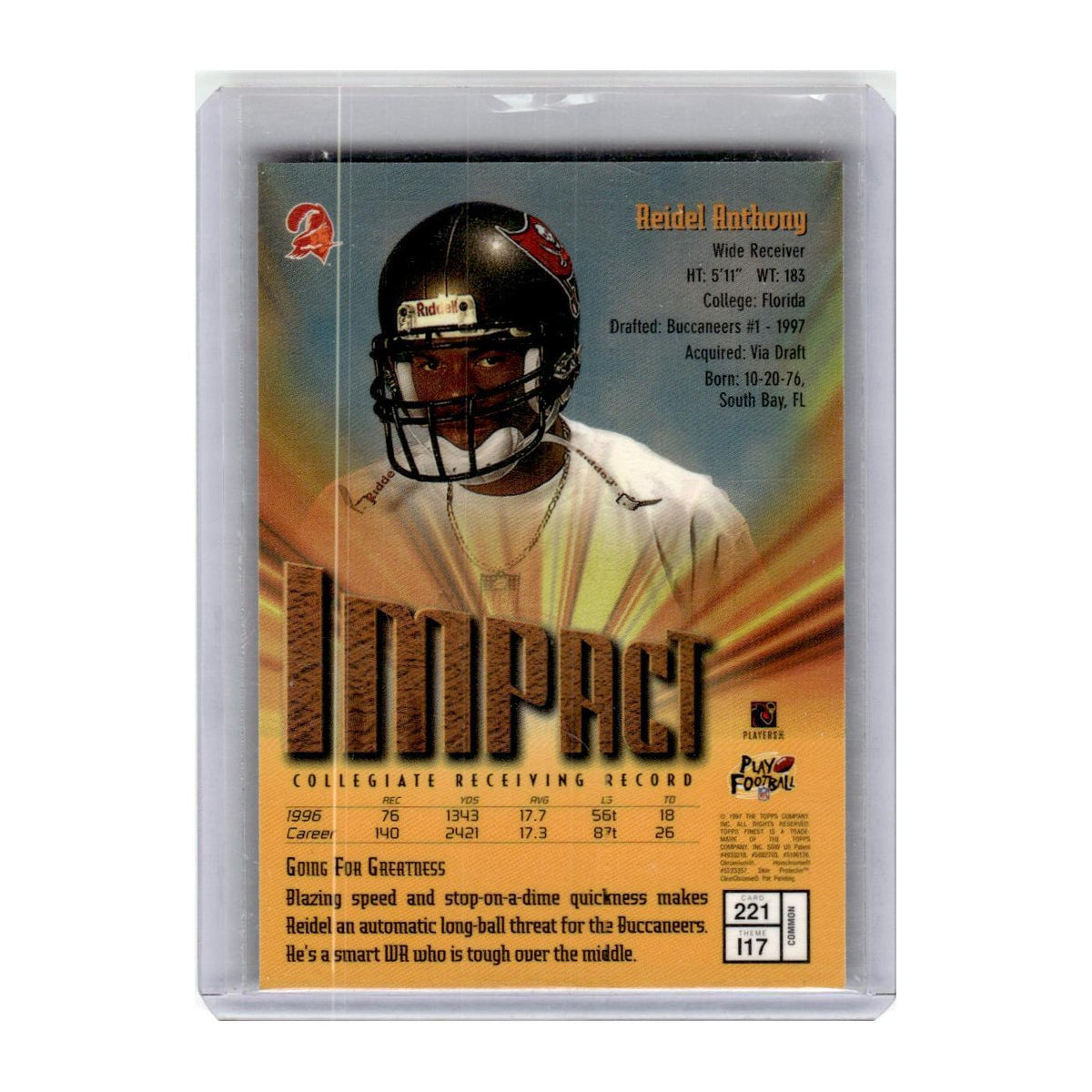 1997 Topps Finest Impact Reidel Anthony Buccaneers #221