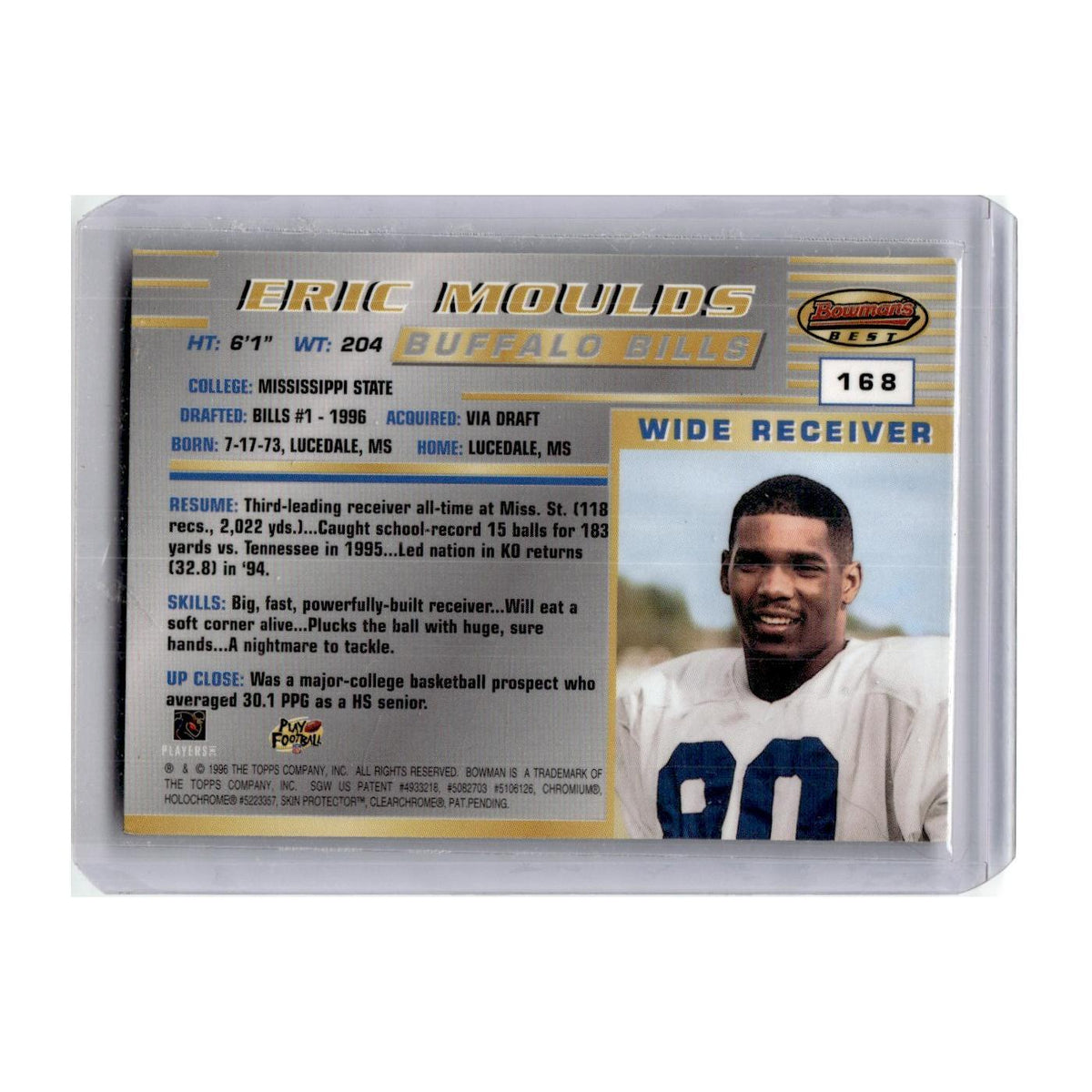 1996 Bowman's Best Eric Moulds Bills #168