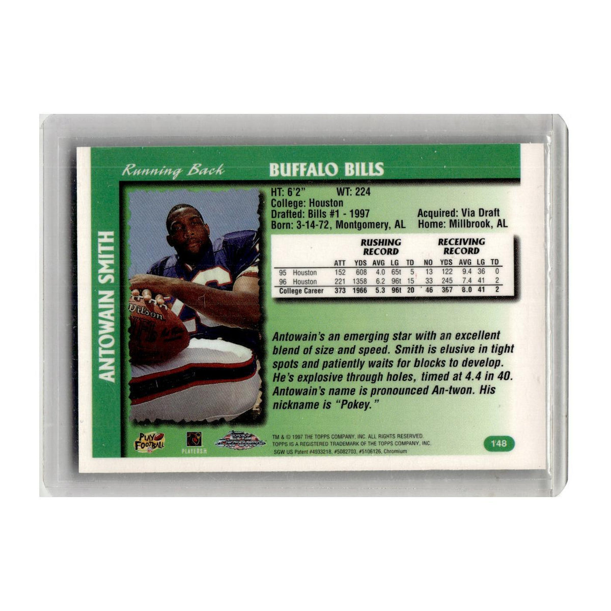 1997 Topps Chrome Antowain Smith Bills #148