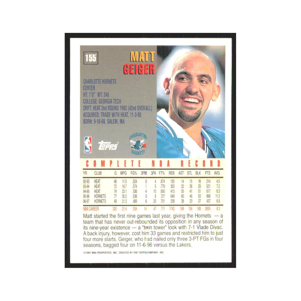 1997 Topps Matt Geiger Hornets #155.0