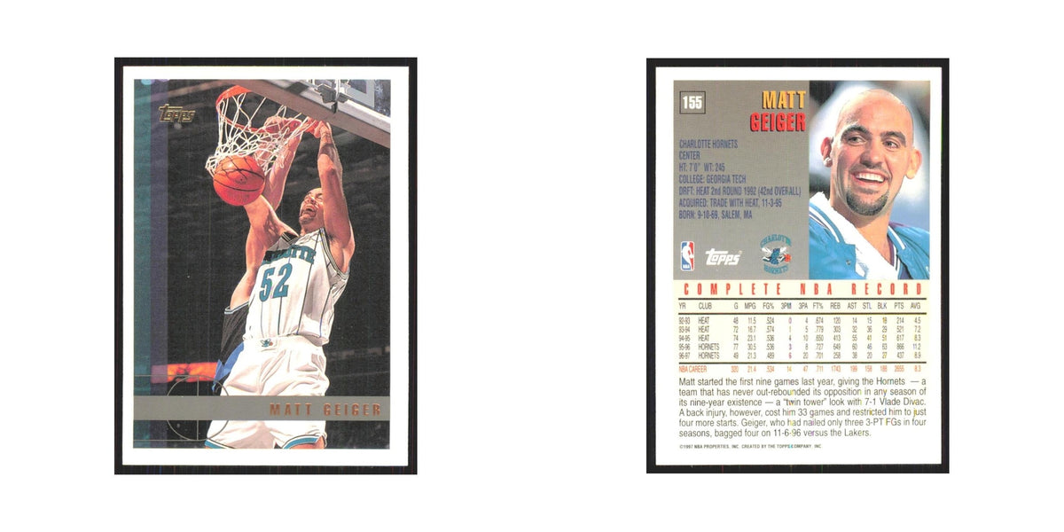 1997 Topps Matt Geiger Hornets #155.0