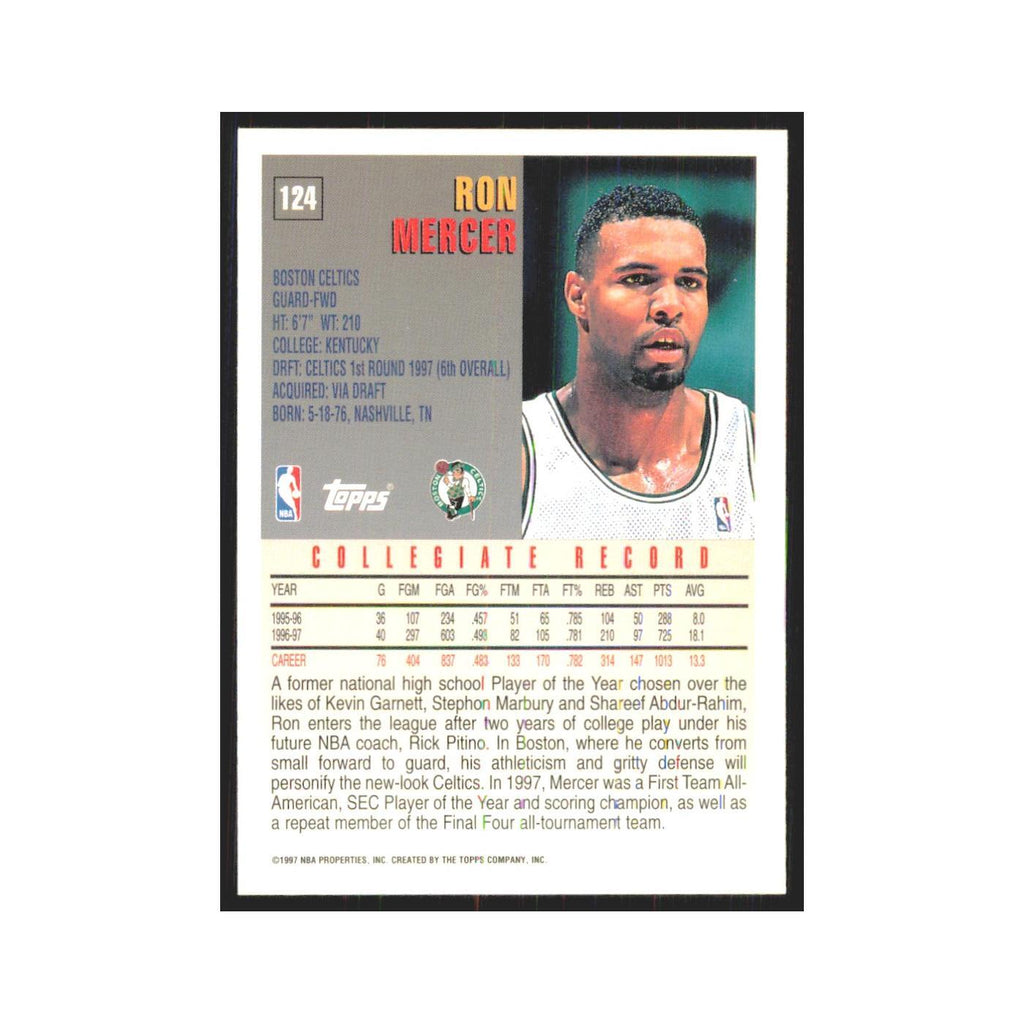 1997 Topps Ron Mercer Celtics #124.0
