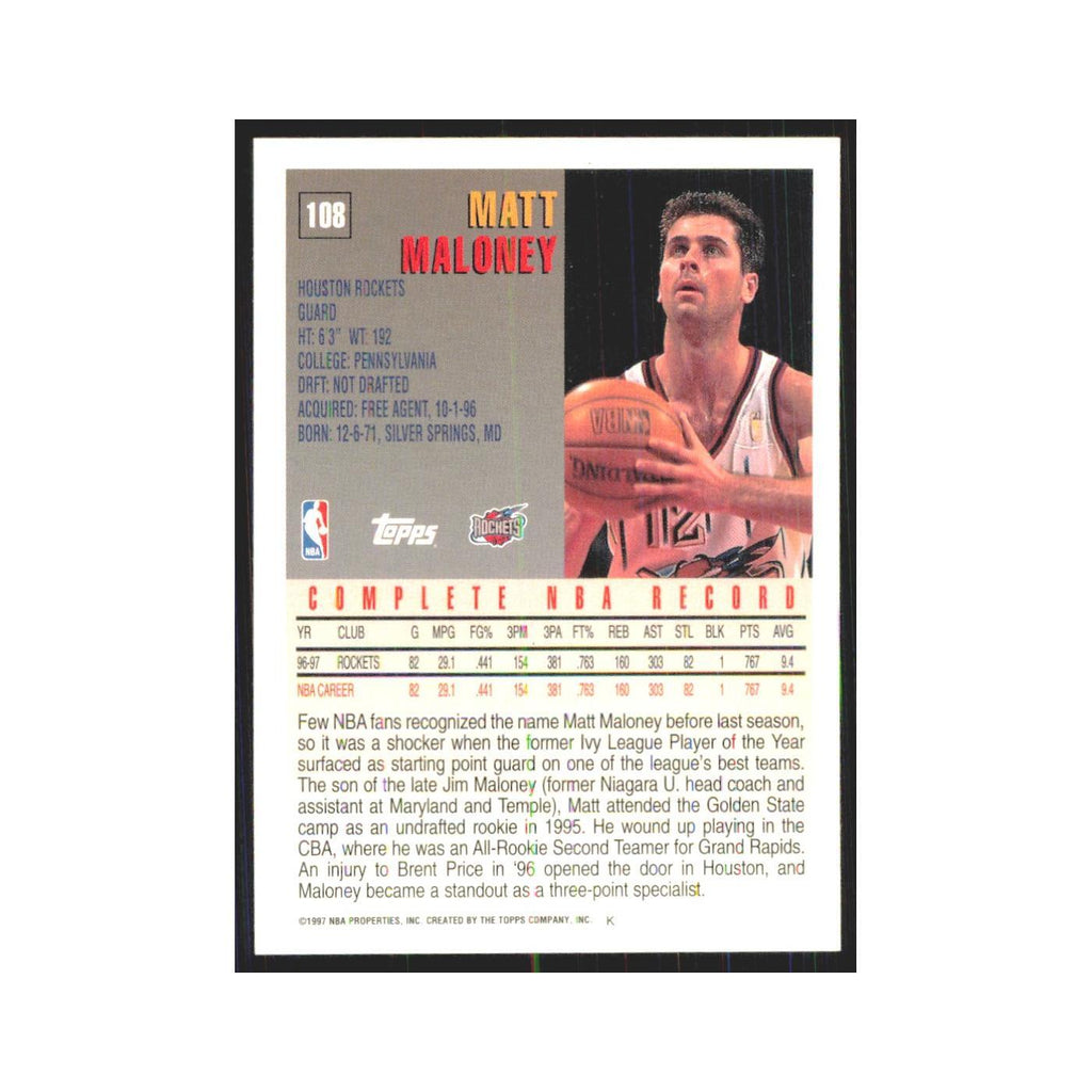 1997 Topps Matt Maloney Rockets #108.0