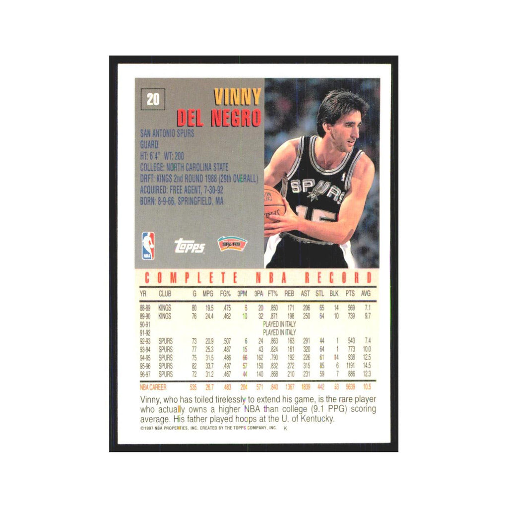 1997 Topps Vinny Del Negro Spurs #20.0