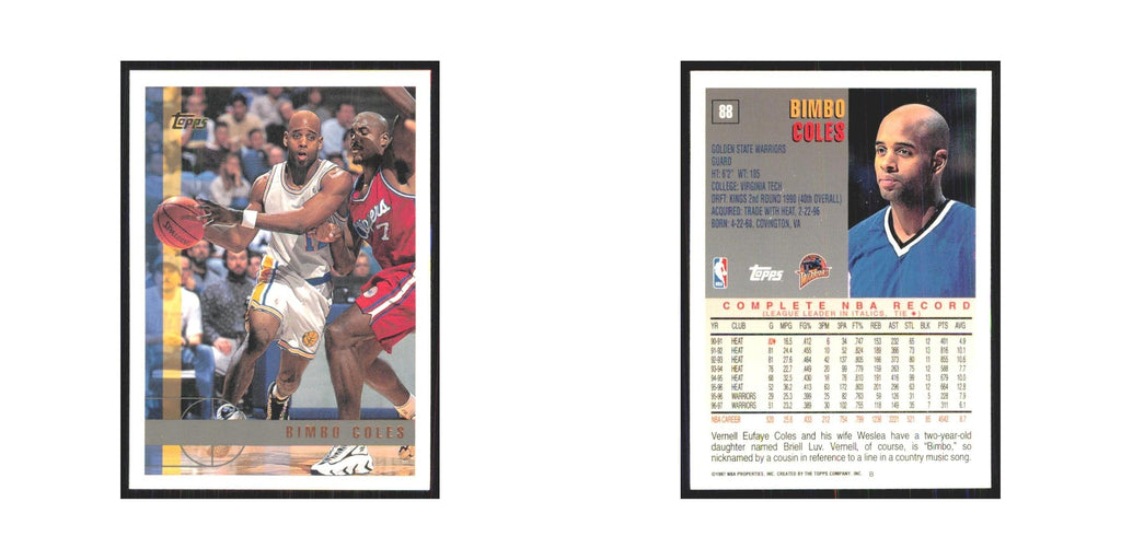 1997 Topps Bimbo Coles Golden State Warriors #88.0