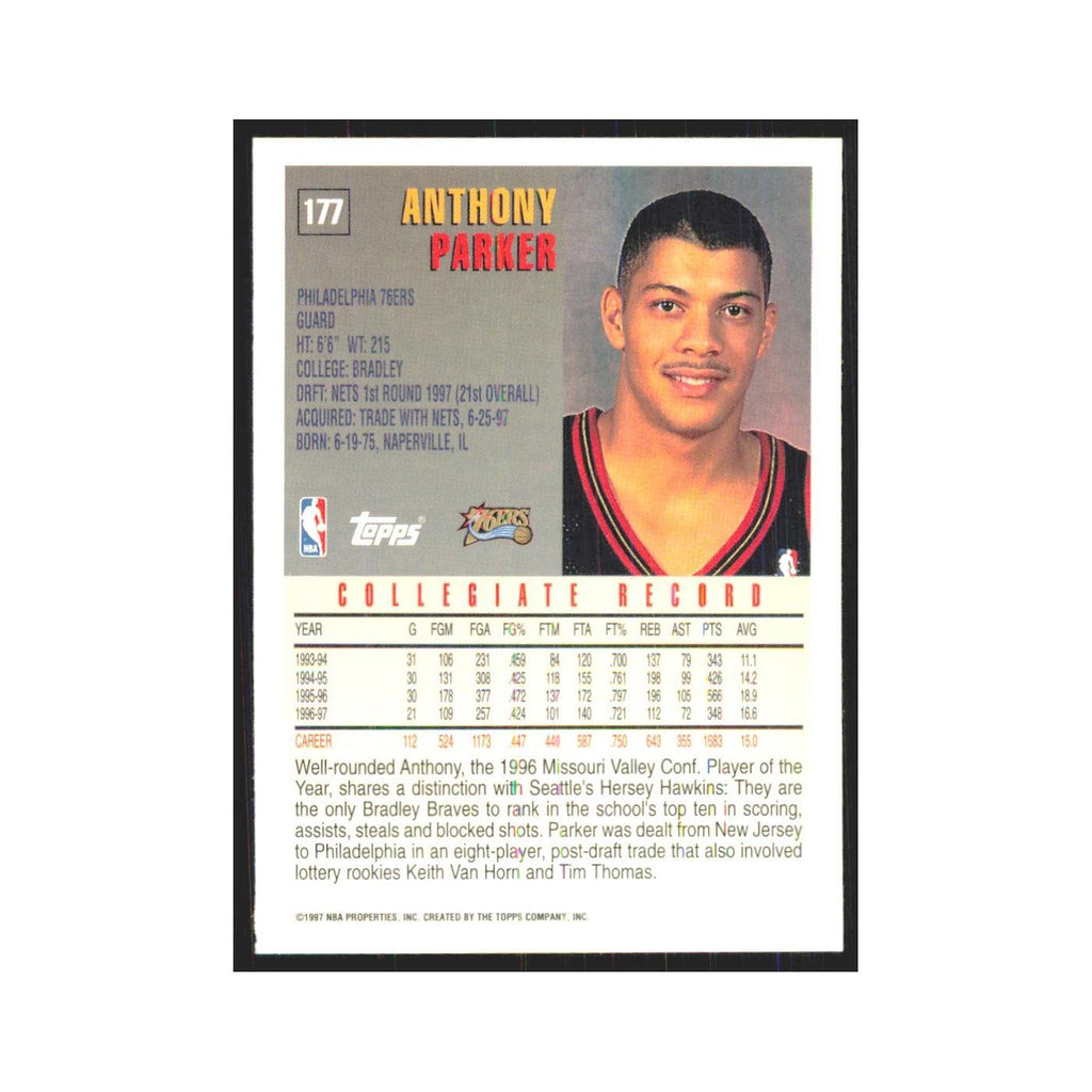 1997 Topps Anthony Parker 76ers #177.0