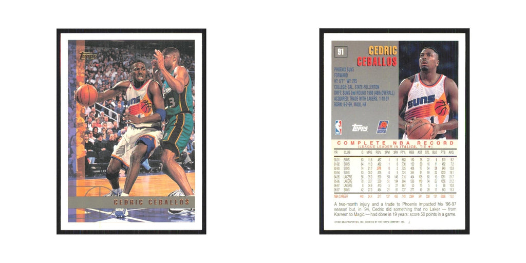 1997 Topps Cedric Ceballos Suns #91.0