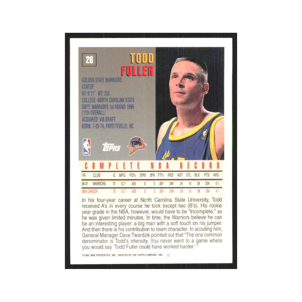 1997 Topps Todd Fuller Golden State Warriors #26.0