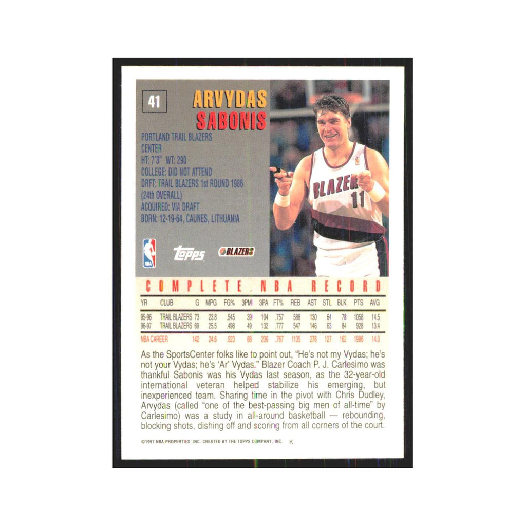 1997 Topps Arvydas Sabonis Blazers #41.0