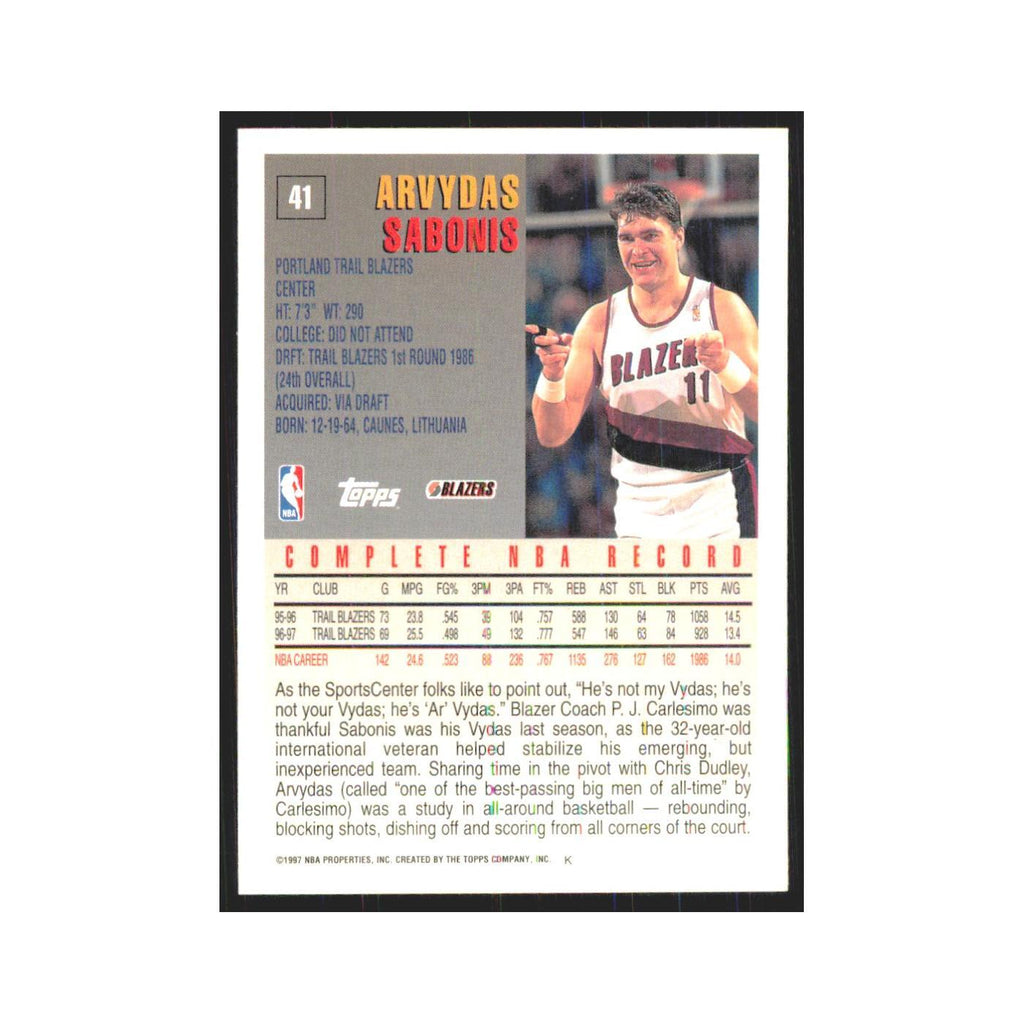 1997 Topps Arvydas Sabonis Blazers #41.0
