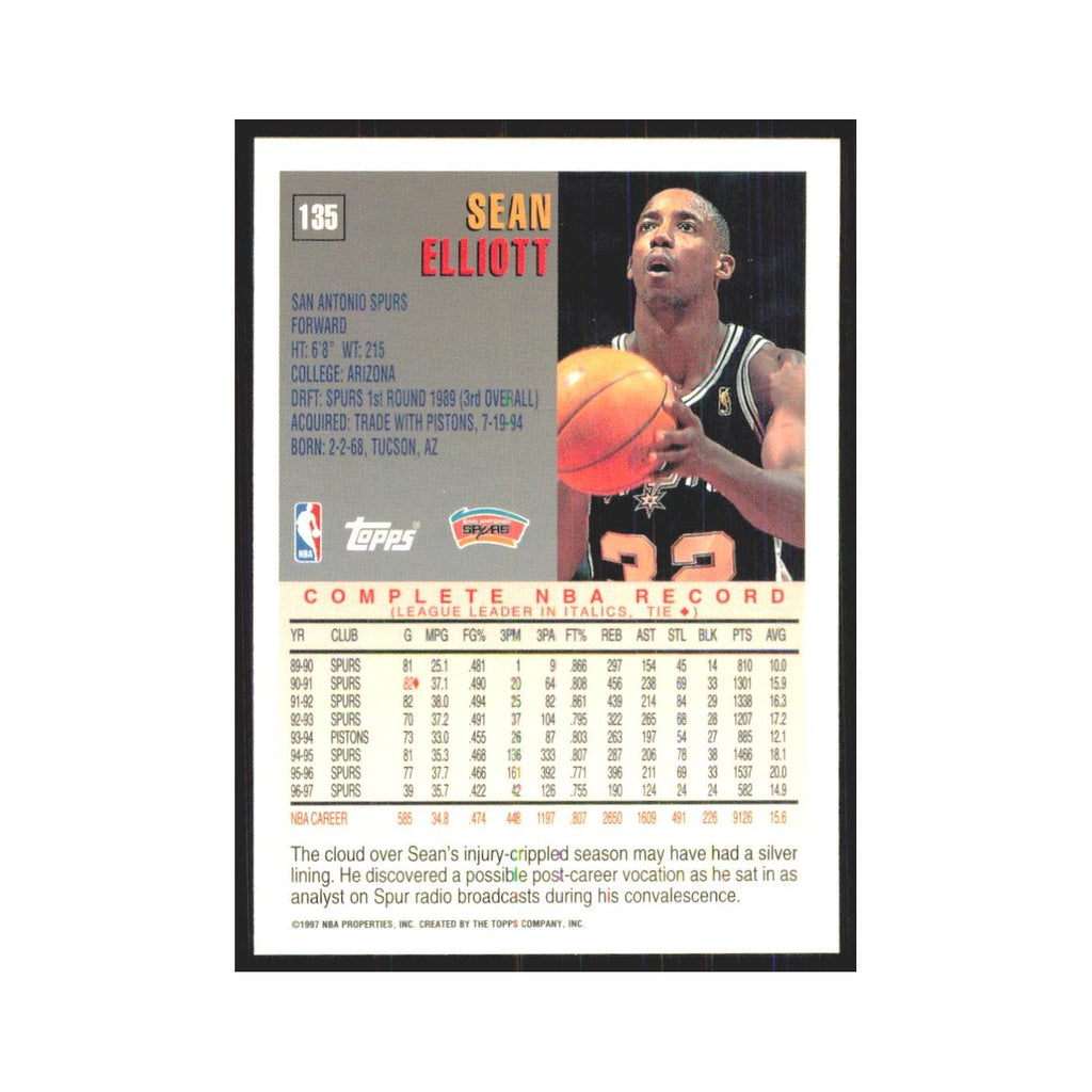 1997 Topps Sean Elliott Spurs #135.0