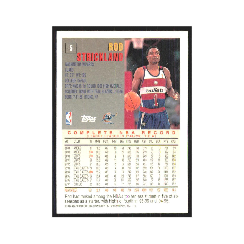 1997 Topps Rod Strickland Wizards #5.0