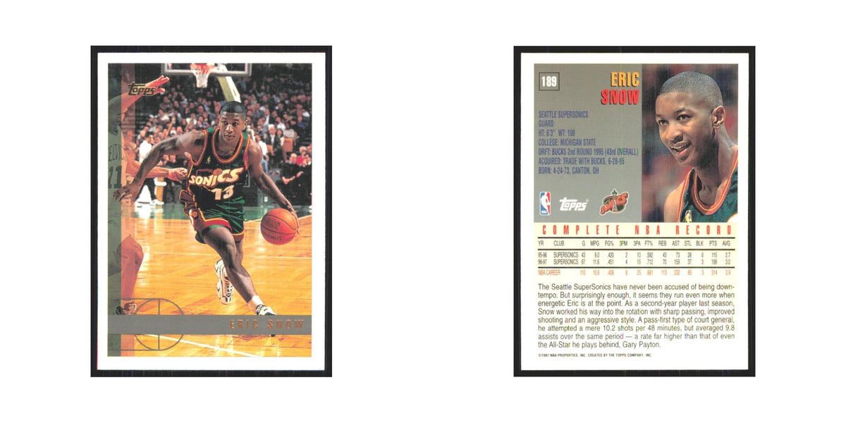 1997 Topps Eric Snow Seattle SuperSonics #189.0