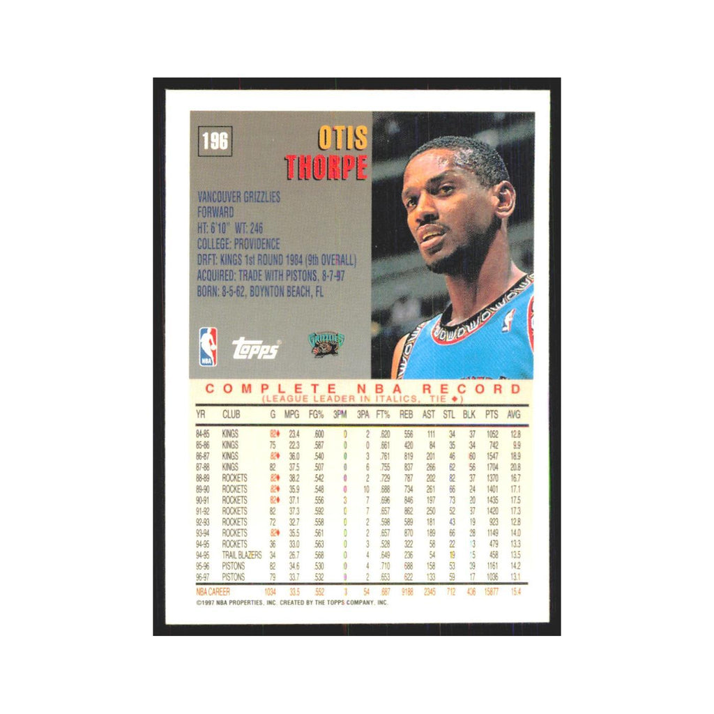 1997 Topps Otis Thorpe Vancouver Grizzlies #196.0