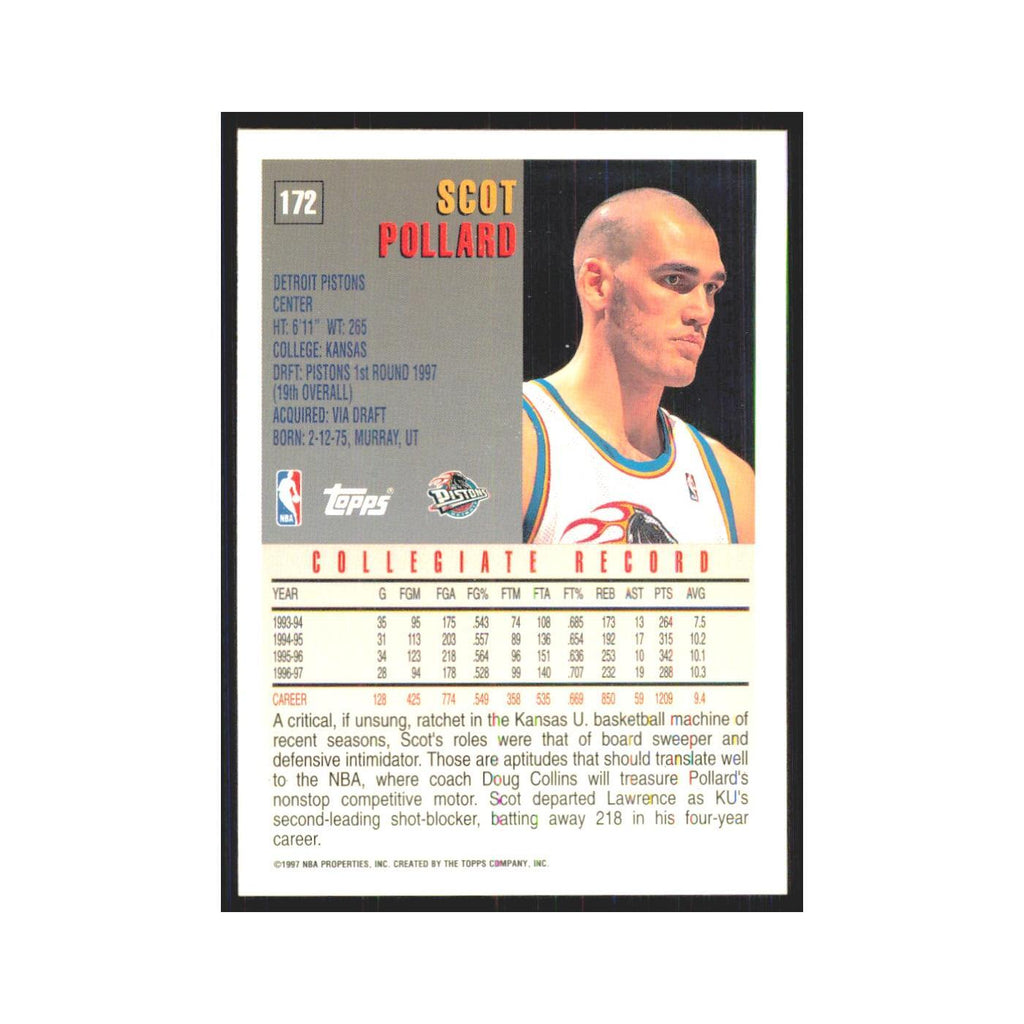1997 Topps Scot Pollard Pistons #172.0