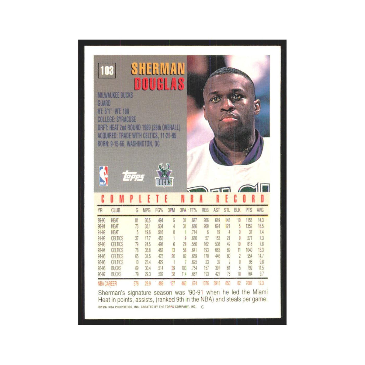 1997 Topps Sherman Douglas Bucks #103.0
