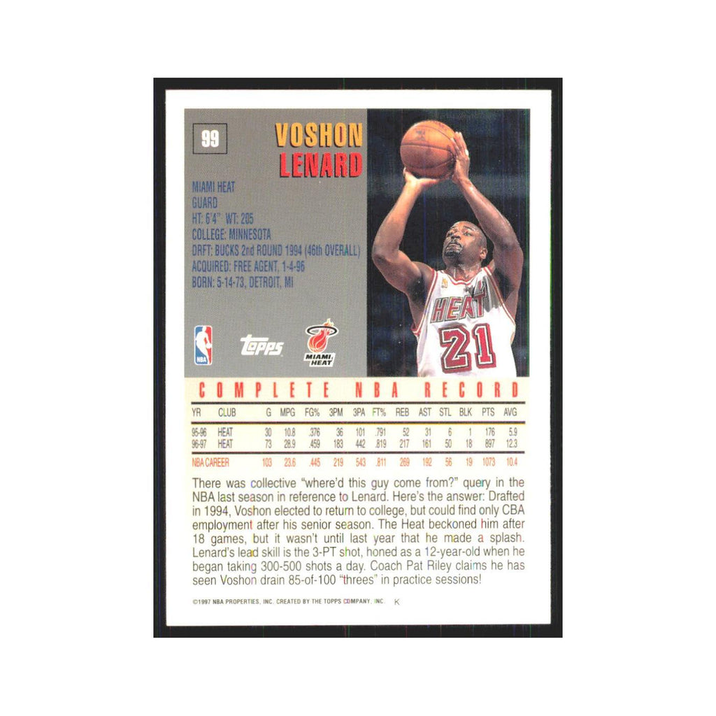1997 Topps Voshon Lenard Heat #99.0