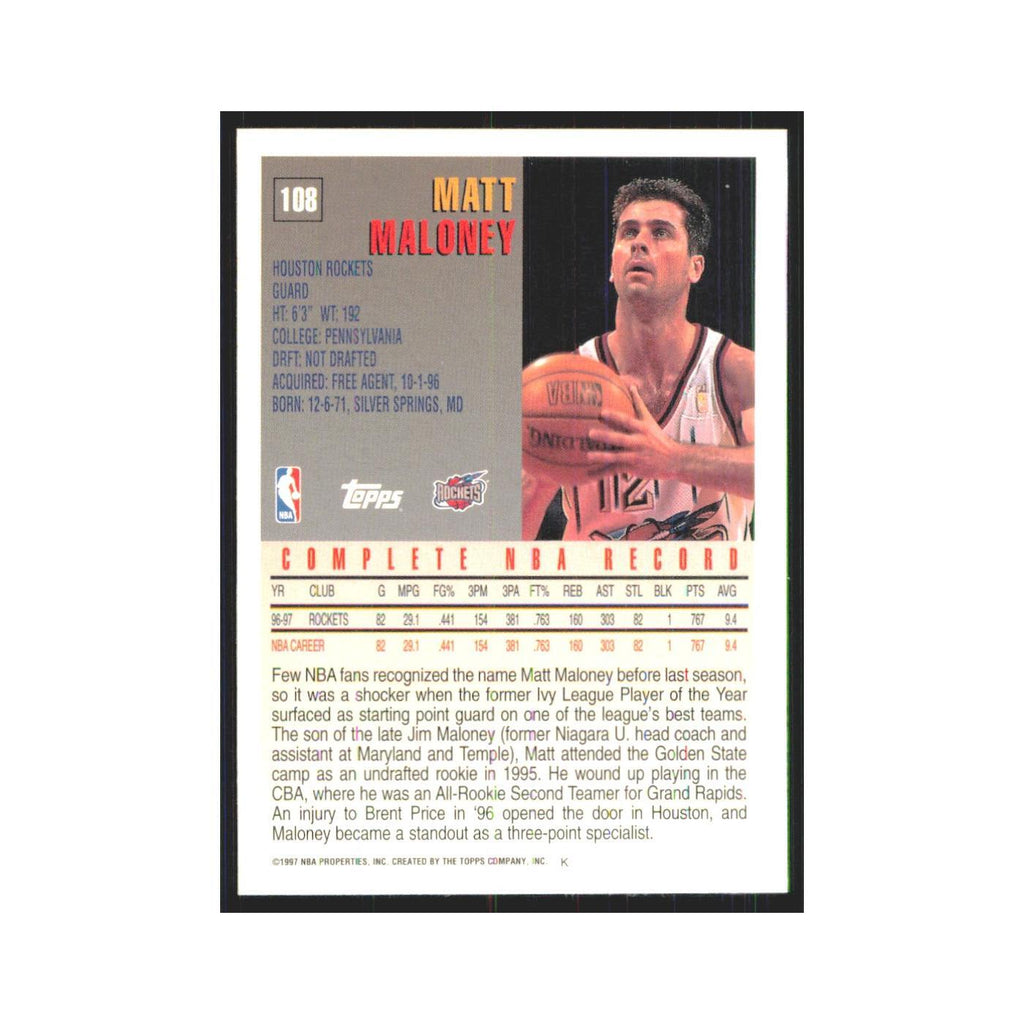 1997 Topps Matt Maloney Rockets #108.0
