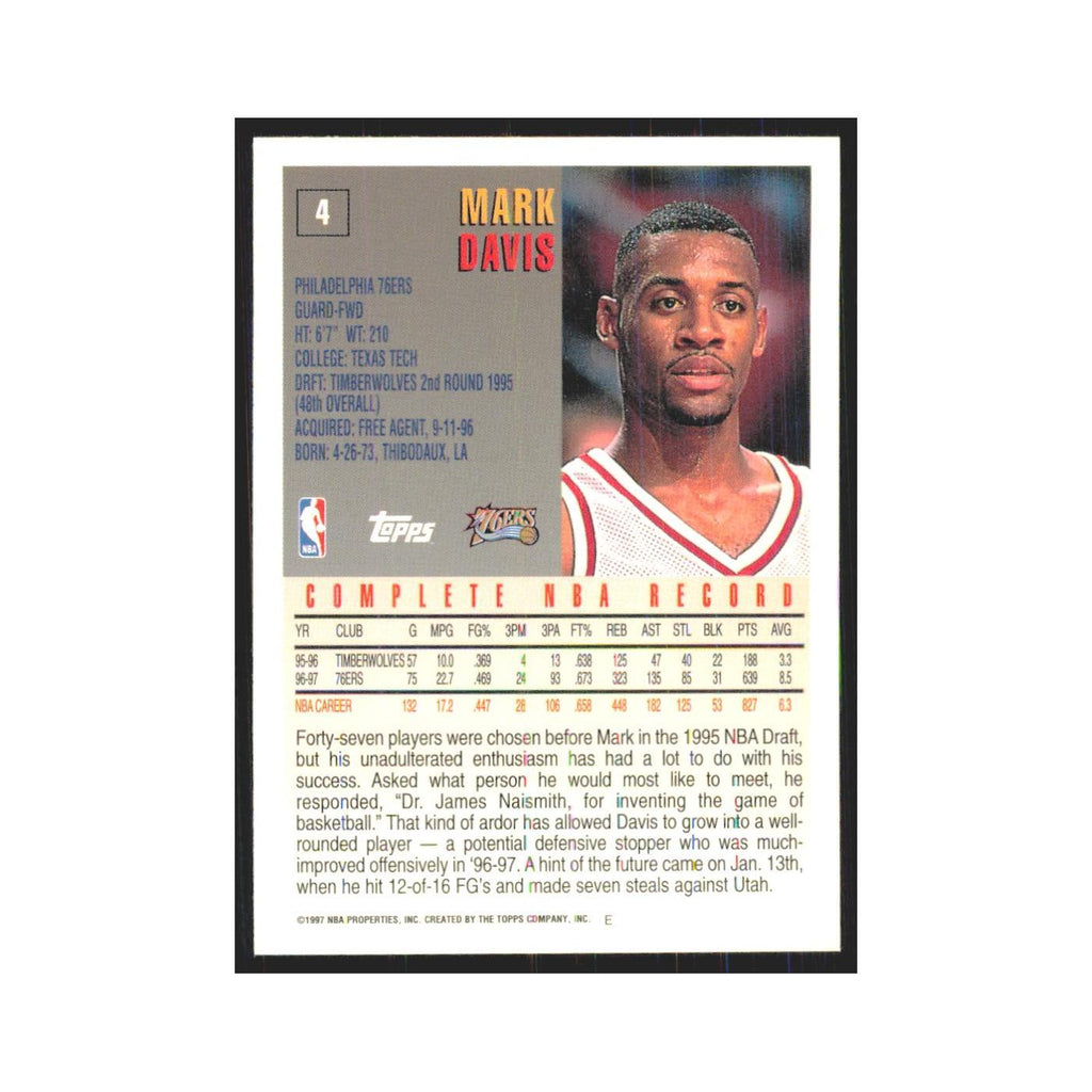 1997 Topps Mark Davis 76ers #4.0