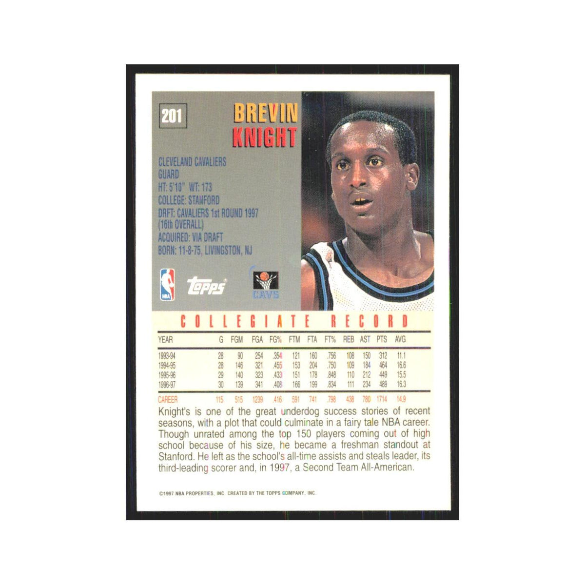 1997 Topps Brevin Knight Cavaliers #201.0