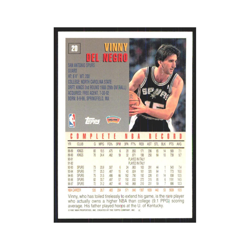 1997 Topps Vinny Del Negro Spurs #20.0