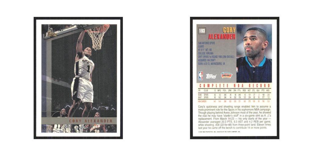 1997 Topps Cory Alexander Spurs #193.0