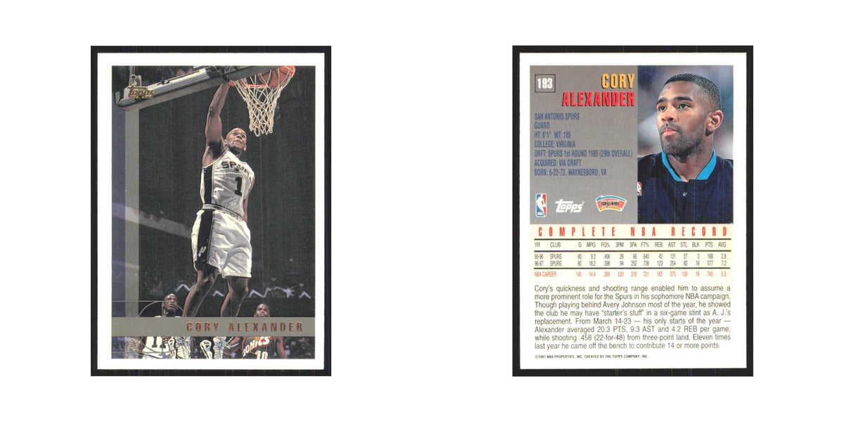 1997 Topps Cory Alexander Spurs #193.0