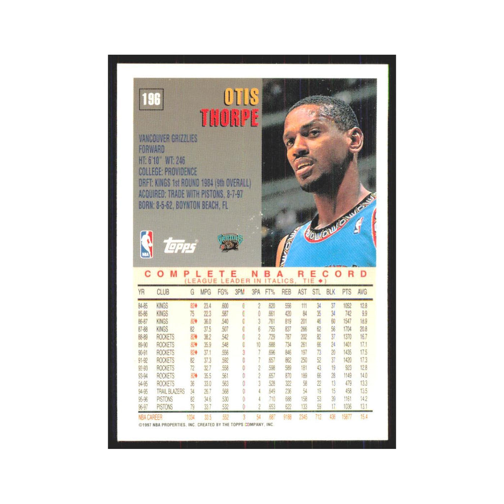 1997 Topps Otis Thorpe Vancouver Grizzlies #196.0