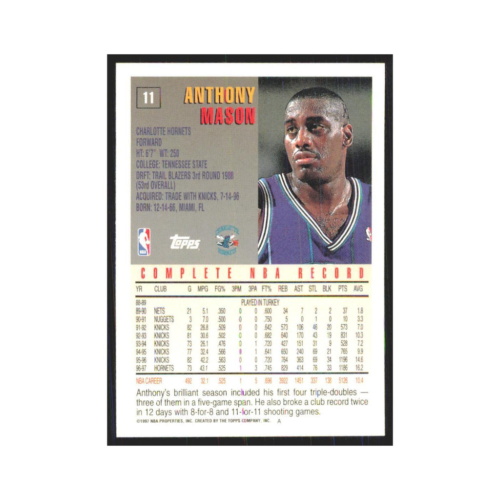 1997 Topps Anthony Mason Hornets #11.0