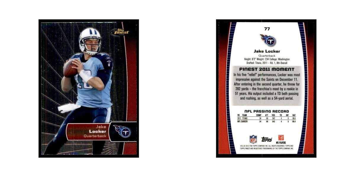 2012 Topps Finest Jake Locker Football Cards #77
